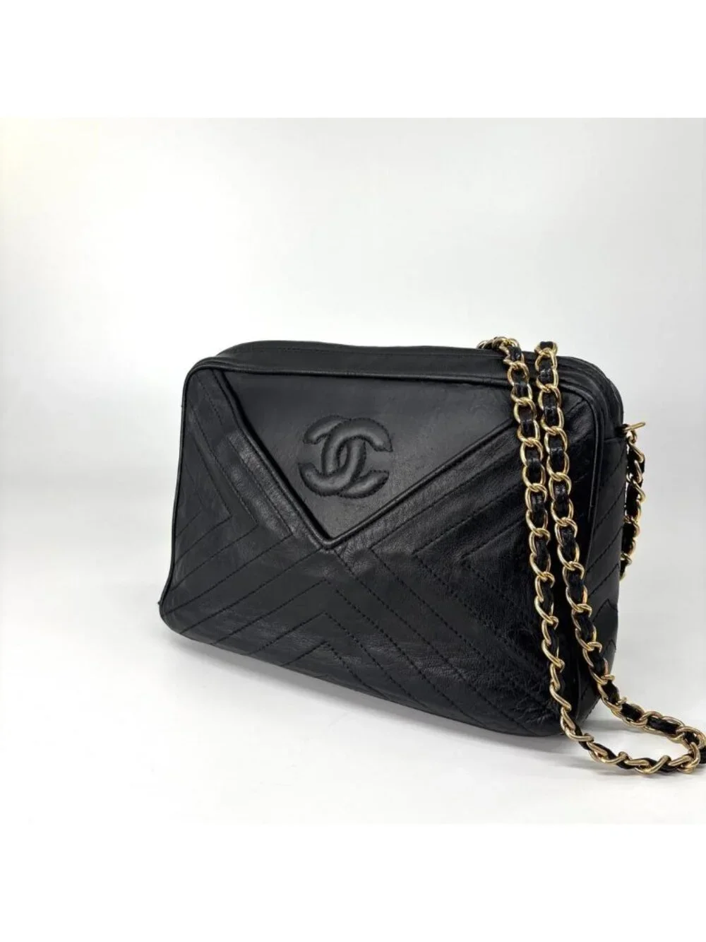 Chanel Stitch Lambskin Shoulder Bag Black